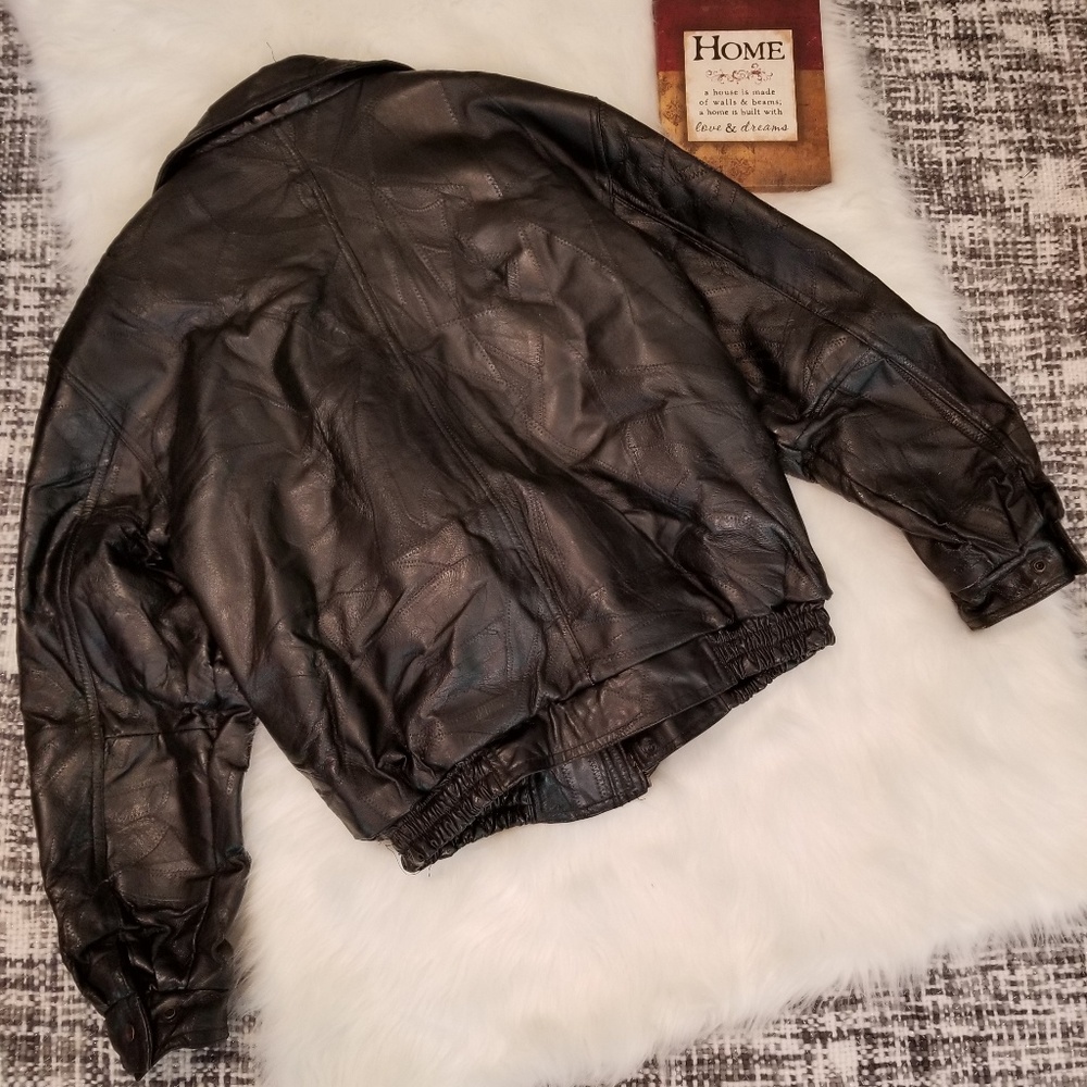 Cellini Vintage Leather Patchwork Bomber Jacket!! - image 2